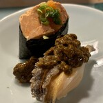 江戸富士 - あん肝､鮑の肝あえのせ