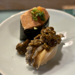 江戸富士 - あん肝､鮑の肝あえのせ