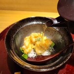 天冨良 麻布よこ田 - 天茶漬け、ご飯少なめ、出汁をかけて頂きます