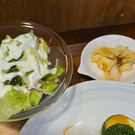 キッチン ブルー グローブ - サラダ、お新香のアップ