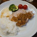 キッチン ブルー グローブ - ご飯を乗せて