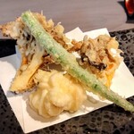 自遊庵 ねぎぼうず - 天ぷら(原木舞茸、タラキク、インゲン)