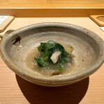 鮨仙八 - おひたし　蓮根の餡をかけて