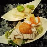 まつ本 - タケノコ寿司とタケノコとユバのお造り