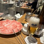 しゃぶせん - ■おかわり肉 豚ローススペイン産100g　￥1,100　＋　中瓶２本目