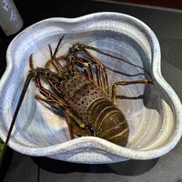 日本料理 TOBIUME - さらに豪華ゲスト様も・・ ◆なんと伊勢海老様が優雅なお姿で登場。(❁ᴗ͈ˬᴗ͈)⁾⁾⁾♫•*¨*•.¸¸♪✧ 立派な甲羅で、食べられまいと身を守っていらっしゃいますが、美味しく頂きますね。(^^)v