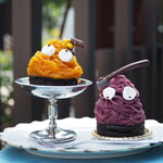 ペチカスケマサコーヒー - かぼちゃモンブラン（690円） 紫いもモンブラン（690円）