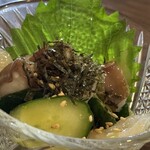 焼きもの家 慶 - たこときゅうりの茎ワサビ和え