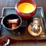 marc - かぼちゃのスープ　きのことリエット　秋刀魚のトマト煮