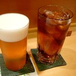 新ばし 星野 - ビールと烏龍茶で乾杯！2014/4