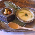 庭園の宿 石亭 - 中皿「豚角煮、帆立貝とアスパラガスのホワイトソース」