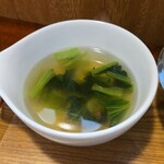 キッチン ブルー グローブ - ホウレン草スープのアップ