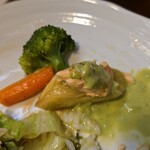 キッチン ブルー グローブ - 残りのソースも添えます