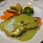 キッチン ブルー グローブ - 鮭ぽわれのアップ