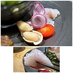 メルモーゾ ダ ドロカワ - ＊間八は添えられた大根と共に頂きます。 ＊茹で落花生。