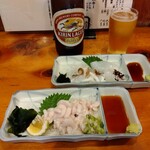 小半 - 新スミイカ刺身、生白子ポン酢