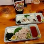 小半 - 新スミイカ刺身、生白子ポン酢