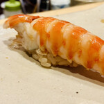 すしやのたい悟 - 車エビ　必須。お鮨屋のメニュー写真で絶対にチェックする。絶対などと簡単に口にしてはならずとも、絶対。