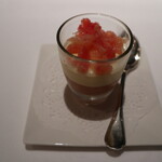 アンティカ オステリア デル ポンテ - 苺ソース、ヨーグルトソルベ、バニラクリーム。苺のコンポートとムース添え