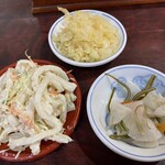 金比羅うどん - サービスコーナーから取り分けた３品