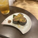 サワーとお料理 れもん - アコウと知床牛の昆布締め