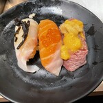 ジャポニカセカンド - 寿司（鯛の昆布〆、サーモンいくら、うにく）