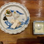 炎水 - 子いか 真鯛の出汁漬け松茸挟み 鯛の骨と松茸の出汁の煎り酒で