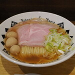 NIBOSHI MANIA - 鶏ぶしと鰺三種の煮干蕎麦 1000円＋うずら味玉 100円