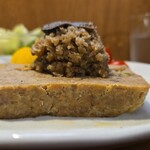 キッチン ブルー グローブ - 横から、山盛りなデュクセル