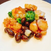 中国料理 四川 - ベビーホタテと「むかご」のオイスターソース炒め。笑