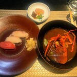 鉄板焼 石狩 - 伊勢海老椀と香の物