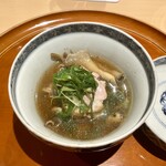 銀座 しのはら - 近江鴨 木の子6種 (琥珀茸・黒鮑茸・柿の木茸・山伏茸・楡木茸・平茸)