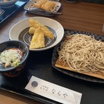 十割蕎麦 鴨料理 ならや - お蕎麦、本日の天ぷら(鱚)