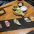博多メシ 男厨 - 料理写真:★白身皿　鯛　ノドグロ　キンメ鯛　⚫︎忘れた　グレ　★豪華な薬味　生わさび　柚子おろし　小口ネギ　塩（カツオとか最高）　　自家製ポン酢めちゃ美味しい
