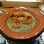 天婦羅 みやしろ - アワビと雲丹の競演