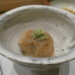 天婦羅 みやしろ - 秋鮭にレンコンのペースト！絶品