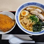 キッチン よろこんで - 醤油ラーメン＋ミニブリカツ丼　1420円