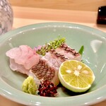 味ひろ - アコウと真鯛の松笠造り　スッキリとした蓬莱泉と