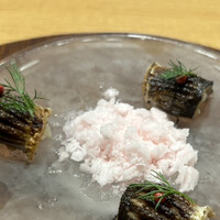 十皿 - 秋刀魚の肝炙り　氷大根