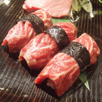 よろにく - ハラミの漬けにぎり