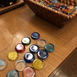 わんこそば たち花 - お椀を重ねるのではなく、5杯でおはじき一つ