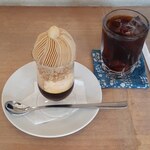 七福食堂 - 和栗とラムレーズンのパルフェとアイスコーヒー