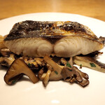 スガハラ - 三重 鰆 + きのこ（舞茸、椎茸、アワビタケ、ヒラタケ）のソテー