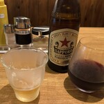 ステーキハウス アパッチ - サッポロラガー赤星＆グラスワイン