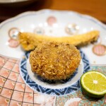 瞬 - メンチと松茸フライ