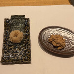 鮓 きずな - 北海道余市のあん肝奈良漬け合わせ
      三重伊勢湾ののりをのせて