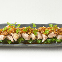 鶏せせりとニラの香味醤油かけ