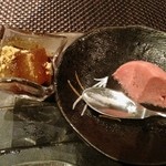 船山温泉 - わらび餅・イチゴのシャーベット