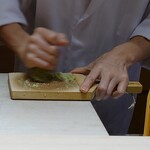 日本橋水天宮 七灯舎 - わさびの擦り下ろしも目の前で行われた。