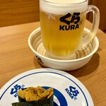 無添 くら寿司 - 料理写真:濃厚うに軍艦、マルエフ